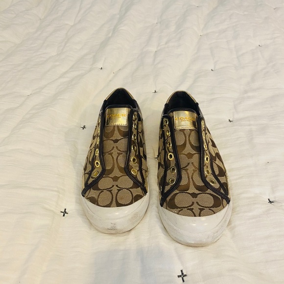 Coach Shoes - Coach Laceless Gold & Tan sneakers